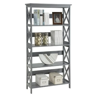 Oxford 5 Tier Bookcase Gray - Breighton Home 4 Oxford 5 Tier Bookcase Gray - Breighton Home - Image 2