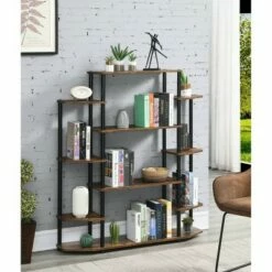 52.5" Designs2Go Wall Unit Bookshelf Barnwood/Black Poles - Breighton Home