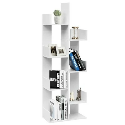 Costway 8-Tier Bookshelf Bookcase w/8 Open Compartments Space-Saving Storage Rack White/Black 13 Costway 8-Tier Bookshelf Bookcase w/8 Open Compartments Space-Saving Storage Rack White/Black - Image 11