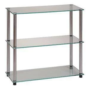 26.5" Designs2Go Classic Glass 3 Shelf Bookshelf - Breighton Home Clear 6 26.5" Designs2Go Classic Glass 3 Shelf Bookshelf - Breighton Home Clear - Image 4