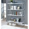 70.25" Netherton Contemporary Open Shelves Bookcase White High Gloss/Chrome - HOMES: Inside + Out -Bookshelves Sales Shop unnamed file 4918