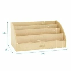 ECR4Kids Birch Toddler Book Display Stand, 4-Shelf Wood Book Shelf for Kids