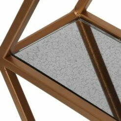 17" Lepley Modern Glam Handcrafted Glass 2 Shelf Hexagonal Decorative Shelf Antique Gold - Christopher Knight Home -Bookshelves Sales Shop unnamed file 4944