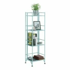 45" Xtra Storage 4 Tier Folding Metal Shelf Sea Foam - Breighton Home -Bookshelves Sales Shop unnamed file 4947