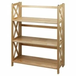 38" 3-Shelf Folding Bookcase - Flora Home Natural