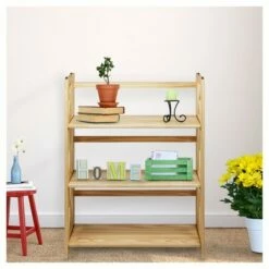 38" 3-Shelf Folding Bookcase - Flora Home Natural -Bookshelves Sales Shop unnamed file 4963
