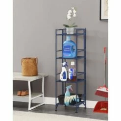45" Xtra Storage 4 Tier Folding Metal Shelf Cobalt Blue - Breighton Home
