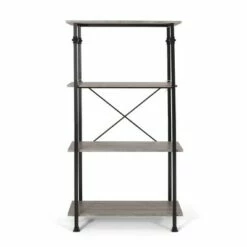 Bauman Modern Industrial 4 Shelf Etagere Bookcase - Christopher Knight Home Gray/dark Bronze -Bookshelves Sales Shop unnamed file 4998