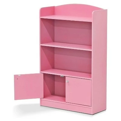 Furinno KidKanac Bookshelf Bookcase with 3 Shelves and Storage Cabinet for Bedroom, Living Room or Playroom Organization, Pink 3 Furinno KidKanac Bookshelf Bookcase with 3 Shelves and Storage Cabinet for Bedroom, Living Room or Playroom Organization, Pink