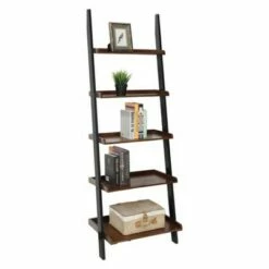 72.25" French Country Bookshelf Ladder Dark Walnut/Black - Breighton Home