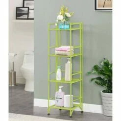 45" Xtra Storage 4 Tier Folding Metal Shelf Lime - Breighton Home