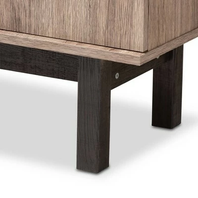 73" 2 Door Arend Two-Tone Wood Bookshelf Brown - Baxton Studio 7 73" 2 Door Arend Two-Tone Wood Bookshelf Brown - Baxton Studio - Image 5