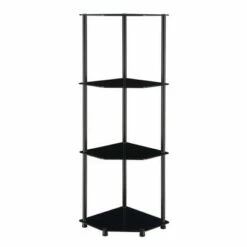 46.5" Designs2Go Classic Glass 4 Tier Corner Shelf - Breighton Home Black -Bookshelves Sales Shop unnamed file 5057