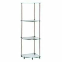 46.5" Designs2Go Classic Glass 4 Tier Corner Shelf - Breighton Home Black -Bookshelves Sales Shop unnamed file 5058