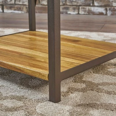 Roney 17" Bookcase with Rustic Metal Finished Iron Accents - Natural - Christopher Knight Home 5 Roney 17" Bookcase with Rustic Metal Finished Iron Accents - Natural - Christopher Knight Home - Image 3