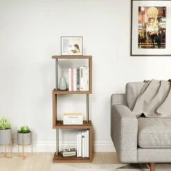 Bestier S-Shaped Bookshelf Multifunctional Bookcase Storage Shelf 43 Inch w/ Adjustable Shelves for Kitchens, Living Rooms, and Bedrooms, Walnut -Bookshelves Sales Shop unnamed file 5082