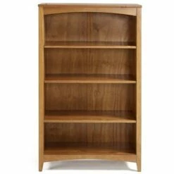 Camaflexi 4 Tier Shaker Style Open Storage Organization Bookshelf Wood Bookcase Shelf Unit w/ 3 Adjustable and 1 Fixed Shelves, Brown Cherry Finish