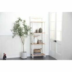 Olivia & May Farmhouse Wood and Metal Shelving Unit White - Olivia & May