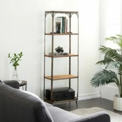 Olivia & May Industrial Wood Rectangle Wall Shelf - Olivia & May