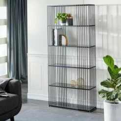 Olivia & May Contemporary Iron Wall Shelf Black - Olivia & May