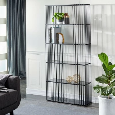 Olivia & May Contemporary Iron Wall Shelf Black - Olivia & May 3 Olivia & May Contemporary Iron Wall Shelf Black - Olivia & May