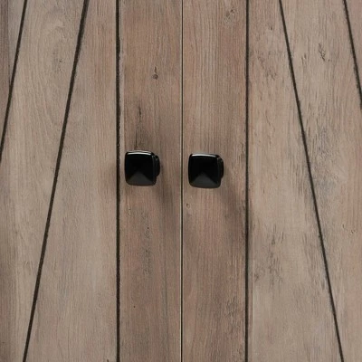 75.4" Derek Wood 2 Door Bookcase Oak - Baxton Studio 6 75.4" Derek Wood 2 Door Bookcase Oak - Baxton Studio - Image 4