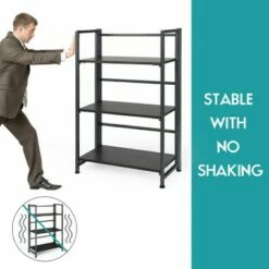 Costway 3-Tier Folding Bookshelf Foldable Metal Storage Shelf Portable Display Rack GreyWood -Bookshelves Sales Shop unnamed file 519
