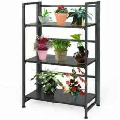 Costway 3-Tier Folding Bookshelf Foldable Metal Storage Shelf Portable Display Rack GreyWood -Bookshelves Sales Shop unnamed file 521