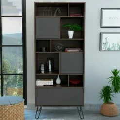 67" Aster 7 Tier Shelf Bookshelf Brown - RST Brands