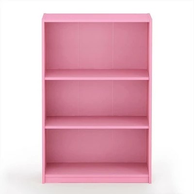 Furinno Jaya Home Simple Sleek Wooden 3 Tier Adjustable Open Bookcase Display Closet Storage Shelf for Living Room and Bedroom Spaces, Pink (2 Pack) 3 Furinno Jaya Home Simple Sleek Wooden 3 Tier Adjustable Open Bookcase Display Closet Storage Shelf for Living Room and Bedroom Spaces, Pink (2 Pack)