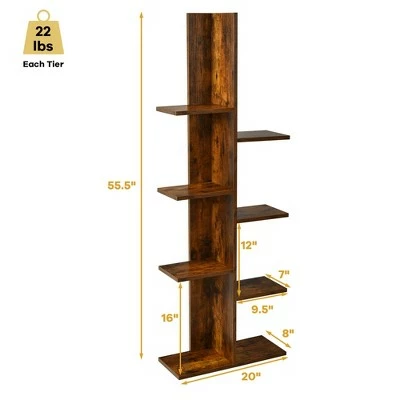 Costway 8-shelf Bookcase Freestanding Tree shelf Display Storage Stand BlackWhite 5 Costway 8-shelf Bookcase Freestanding Tree shelf Display Storage Stand BlackWhite - Image 3