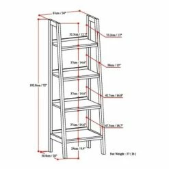 72"x24" Hawkins Solid Wood Ladder Shelf with Storage - Wyndenhall Medium Saddle Brown -Bookshelves Sales Shop unnamed file 5294