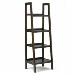 72"x24" Hawkins Solid Wood Ladder Shelf with Storage - Wyndenhall Medium Saddle Brown -Bookshelves Sales Shop unnamed file 5296