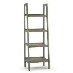 72"x24" Hawkins Solid Wood Ladder Shelf with Storage - Wyndenhall Medium Saddle Brown -Bookshelves Sales Shop unnamed file 5297