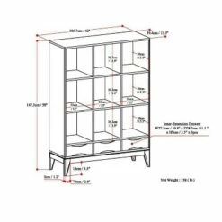 57" Pearson Solid Hardwood Cube Storage with Drawers Walnut Brown - WyndenHall -Bookshelves Sales Shop unnamed file 5309