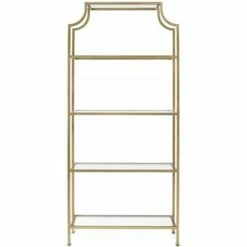 Metal Glass Bookcase in Antique Gold - Pemberly Row -Bookshelves Sales Shop unnamed file 5349