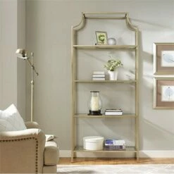 Metal Glass Bookcase in Antique Gold - Pemberly Row -Bookshelves Sales Shop unnamed file 5350