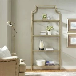 Metal Glass Bookcase in Antique Gold - Pemberly Row -Bookshelves Sales Shop unnamed file 5353