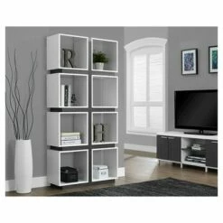71" Hollow Core Bookcase - White/Gray - EveryRoom