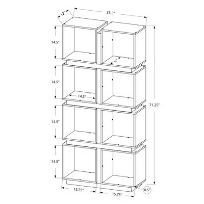 71" Hollow Core Bookcase - White/Gray - EveryRoom 5 71" Hollow Core Bookcase - White/Gray - EveryRoom - Image 3