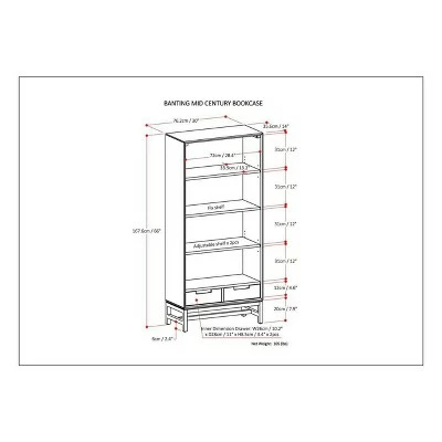 66"x30" Devlin Mid-Century Bookshelf Walnut Brown - WyndenHall 10 66"x30" Devlin Mid-Century Bookshelf Walnut Brown - WyndenHall - Image 8