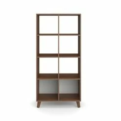 66" High Modern Cube Bookcase - HON BASYX Walnut