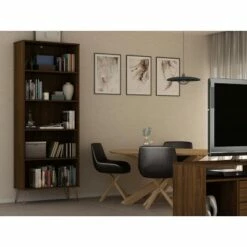 Rockefeller 5 Shelf Bookcase - Manhattan Comfort Tatiana Midnight Blue