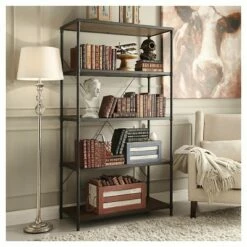 72" Webster 4 Shelf Mixed Media Bookshelf Black - Inspire Q -Bookshelves Sales Shop unnamed file 5480