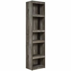 71.97" 5 Tier Wooden Pier with Adjustable Shelves - Benzara Gray -Bookshelves Sales Shop unnamed file 5497