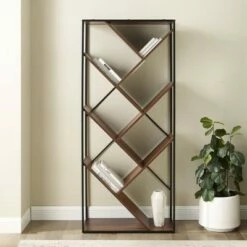 68" Anti Gravity Inverted V Bookshelf - Saracina Home Dark Walnut -Bookshelves Sales Shop unnamed file 5530