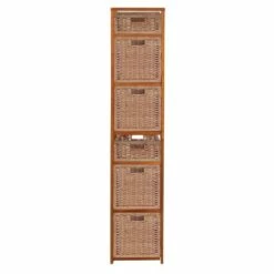 67" Flip Flop Square Folding Bookcase with Wicker Storage Baskets - Regency Oak/natural