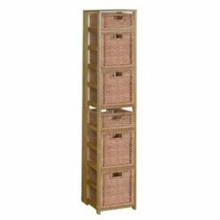 67" Flip Flop Square Folding Bookcase with Wicker Storage Baskets - Regency Oak/natural -Bookshelves Sales Shop unnamed file 5541