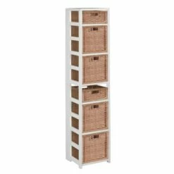 67" Flip Flop Square Folding Bookcase with Wicker Storage Baskets - Regency Oak/natural -Bookshelves Sales Shop unnamed file 5543