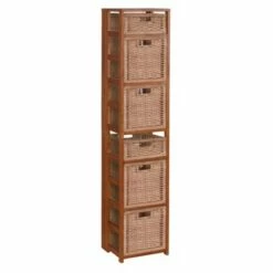 67" Flip Flop Square Folding Bookcase with Wicker Storage Baskets - Regency Oak/natural -Bookshelves Sales Shop unnamed file 5544